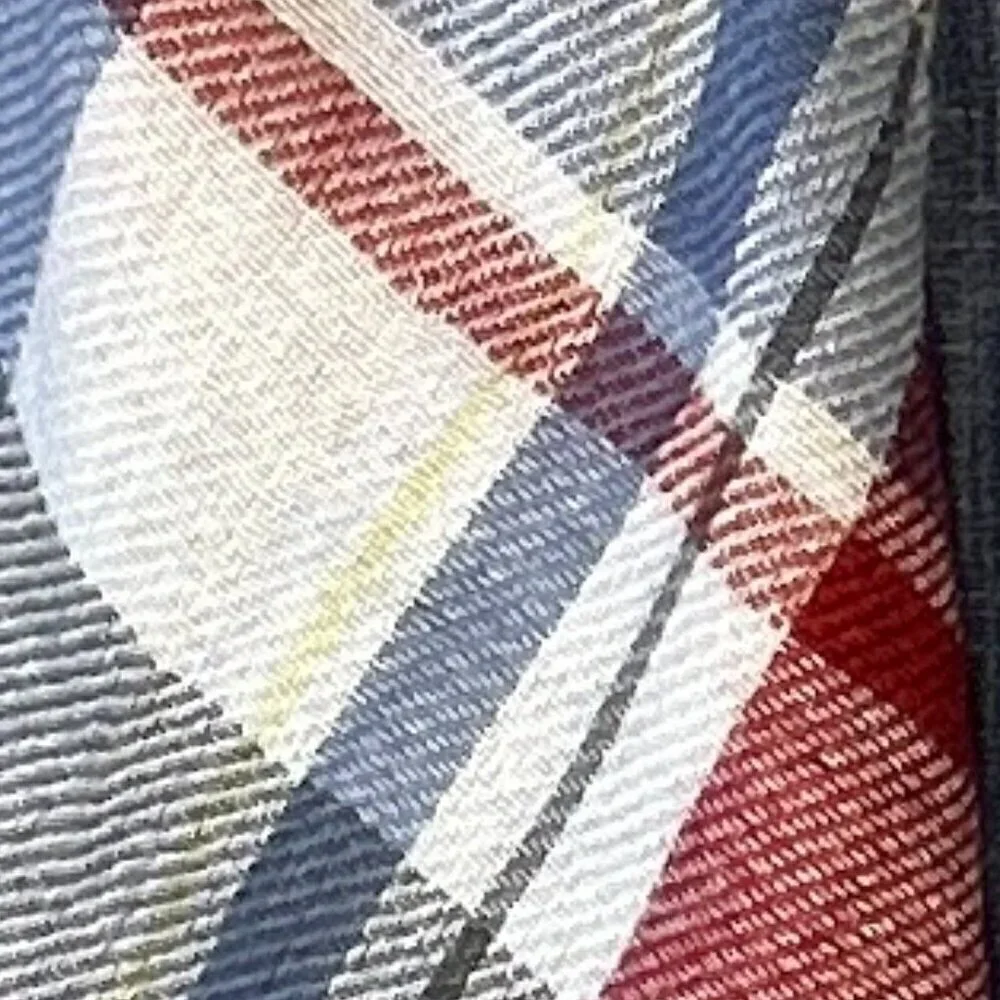 Scarf / wrap Blue & red large 58x58 plaid soft ranch academia USA wardrobe stapl